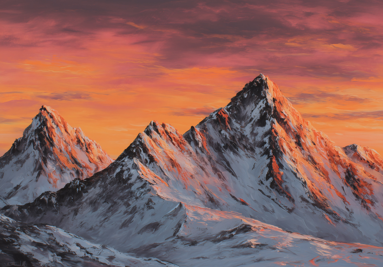 Фототапет Величествени планински върхове при залез